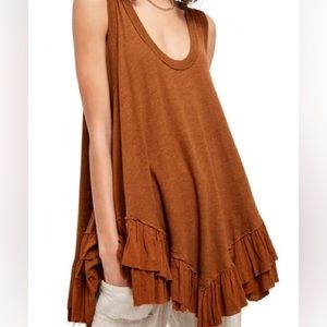 Free People Sasha Shimmy Ruffle Hem Tank Tunic